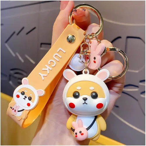 Vista 4 de Xmingz Llavero de perro Shiba Inu de dibujos animados para mujer