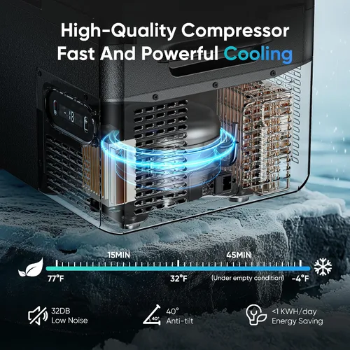 Vista 3 de Feelfunn Refrigerador de 12 voltios, congelador portátil de 16 cuartos (15 litros), enfriador eléctrico para automóvil, camión, RV, furgoneta