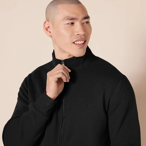 Vista 4 de Tienda Essentials - Sudadera con cremallera completa y cuello alto falso para hombre
