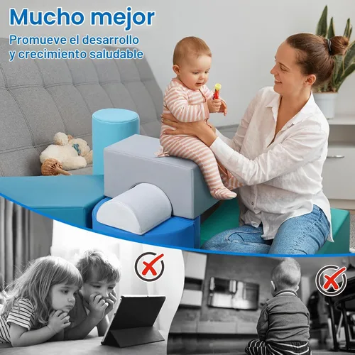 Vista 3 de Bloques de espuma de juguetes de escalada para niños: 6 bloques de escalada de espuma de cuero sintético para niños pequeños - Juego suave