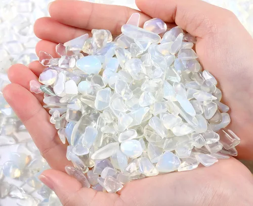 Vista 18 de QINJIEJIE Piedras de cristal de ágata acuática, piedra natural, grava a granel, piezas de rocas trituradas, piedra de cuarzo pulido, 0.55 libras