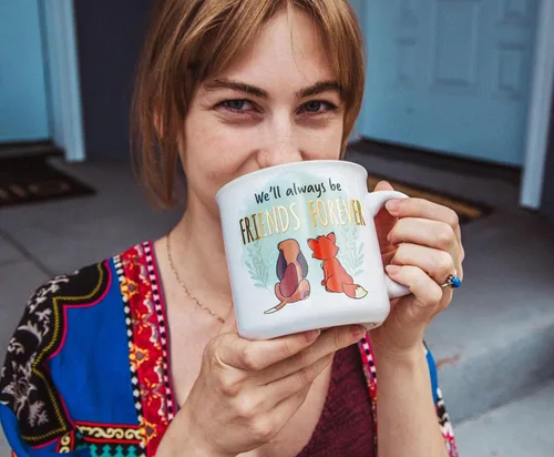 Vista 4 de Disney Fox and the Hound Friends Forever - Taza de café de viaje sin BPA para café expreso, cafeína, cacao, esencial para el hogar y la cocina