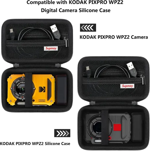 Vista 3 de Funda de transporte compatible con KODAK PIXPRO WPZ2, resistente al agua, a prueba de golpes, a prueba de polvo, WiFi, funda de viaje con bolsillo