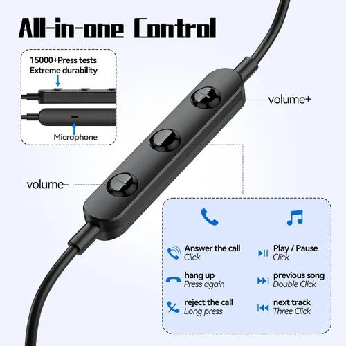 Vista 7 de Auriculares USB C para Samsung S25 S24 S23 Ultra FE S22 A55 A54 Auriculares con Cable Magnéticos Intrauditivos Tipo C con Micrófono Control