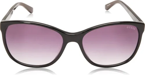 Vista 2 de GUESS Gafas de sol para mujer de acetato cuadradasuave ojo de gato, Negro, 58 MM