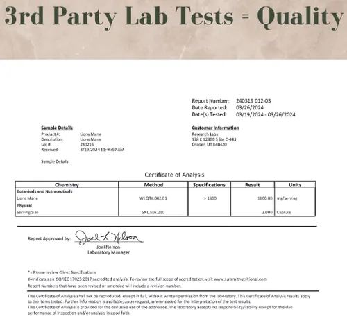 Vista 7 de Research Labs Cápsulas orgánicas de suplemento de melena de leones, 2 Fer 1 anuncio - 240 cápsulas con Patent Litropane™ Immune System Booster