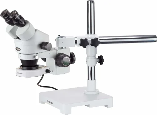 Vista 5 de AmScope Microscopio de zoom estéreo binocular profesional SM-3B, oculares WH10x, aumento 7X-45X, objetivo de zoom 0.7X-4.5X, iluminación ambiental