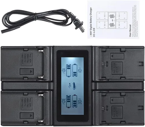 Vista 9 de Andoer Cargador de batería de cámara digital de 4 canales Pantalla LCD para cámara Sony Canon (LP-E6 + NP-F970)
