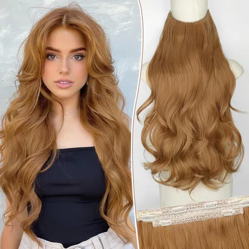 Vista 59 de KooKaStyle Extensiones de Cabello con Alambre Invisible, Largas, Lacias, en Capas, Sintéticas con Alambre Transparente, Tamaño Ajustable, 6 Clips