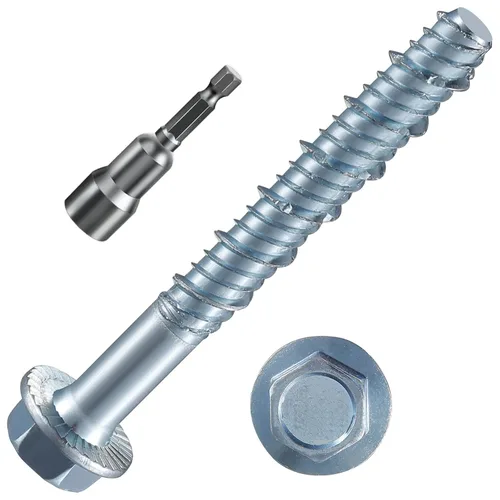 Vista 6 de Wensilon Tornillo de hormigón chapado en epoxi negro de 1/2 x 3 pulgadas, resistente a la corrosión, grosor real de 9/16 pulgadas (0.551 in)