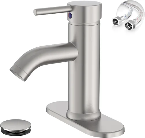 Vista 14 de Canilla monomando Greenspring para lavamanos de baño, de acero inoxidable, SYNCHKG080148