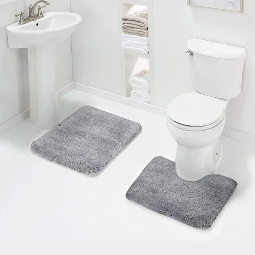 Vista 15 de Walensee - Juego de tapete antideslizante para baño, mullido, de suave microfibra, absorbente de agua, lavable a máquina, alfombra de felpa gruesa