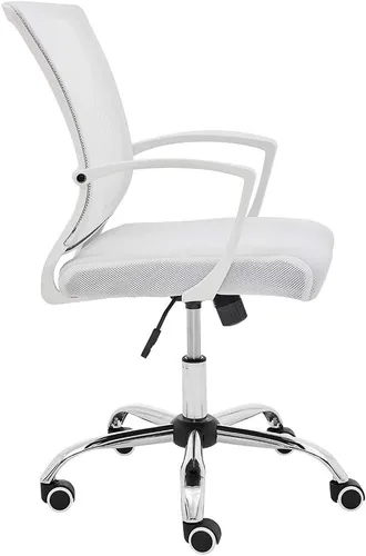 Vista 3 de Modern Home Zuna - Silla de oficina con respaldo medio, respaldo ergonómico de malla, silla de escritorio (blanco/blanco)