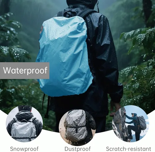 Vista 4 de Funda impermeable para mochila (30 L-100 L) para senderismo, escalada y viajes