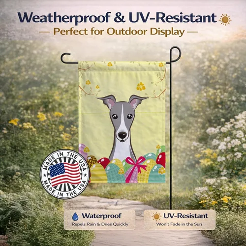 Vista 423 de Caroline's Treasures BB1923GF Bandera decorativa para jardín con diseño de Border Collie, para caza de huevos de Pascua, para jardín, jardín, patio