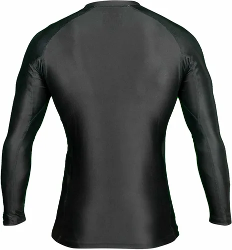 Vista 2 de FUJI Baseline Ranked Long Sleeve Jiu Jitsu Rashguard, BJJ Rashguard for Men and Women Negro