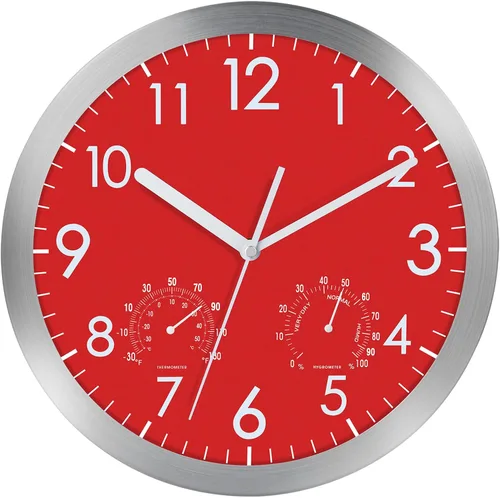 Vista 11 de WOOPHEN Reloj de pared silencioso de 12 pulgadas, funciona con pilas, cubierta de vidrio sin tictac, reloj de pared con marco de aluminio plateado