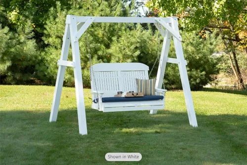 Vista 5 de LuxCraft Columpio clásico de poliéster de 4 pies con respaldo alto, fabricado con plásticos reciclados, fabricado en Estados Unidos (caoba antigua)