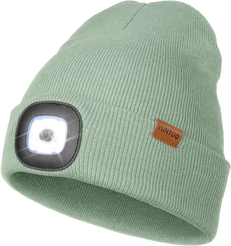 Vista 29 de Gorro LED con la luz, unisex, linterna frontal recargable por USB, gorro de punto de invierno, regalos para hombres, papá, esposo, él Azul Oscuro