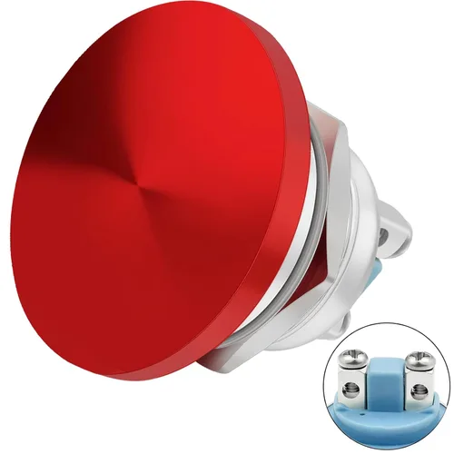 Vista 14 de Interruptor de botón de cierre de 10 Amp, 16 mm, con cabeza de hongo roja, impermeable, DC12V 24V 110V/120V 250VAC, SPST, de acero inoxidable