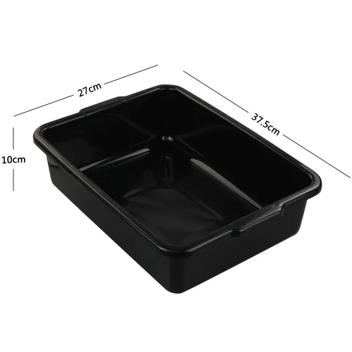 Vista 3 de Juego de 4 tinas de plástico para autobús comercial de 8 litros, sartenes rectangulares de plástico negro