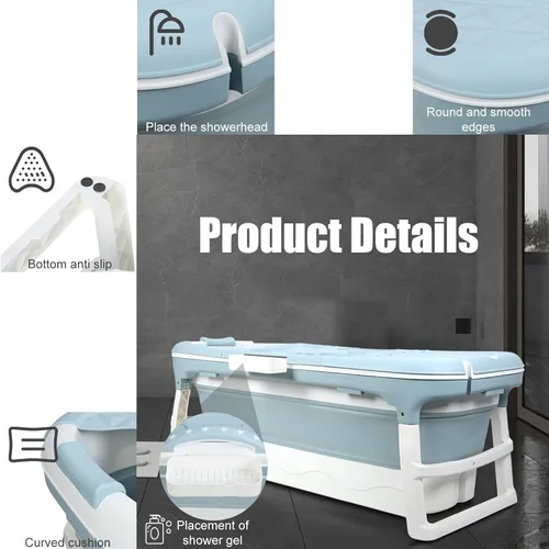 Vista 6 de Bañera plegable para adultos, bañera portátil con cubierta, para spa