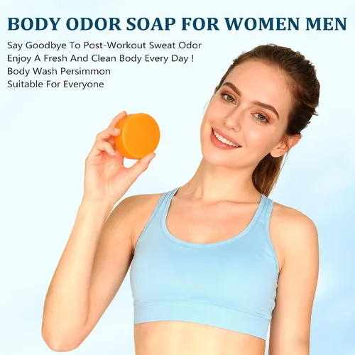 Vista 6 de Jabón de caqui de 4.23 oz para personas mayores, olor natural, extracto de caqui, desodorante, jabón corporal para hombres y mujeres, control