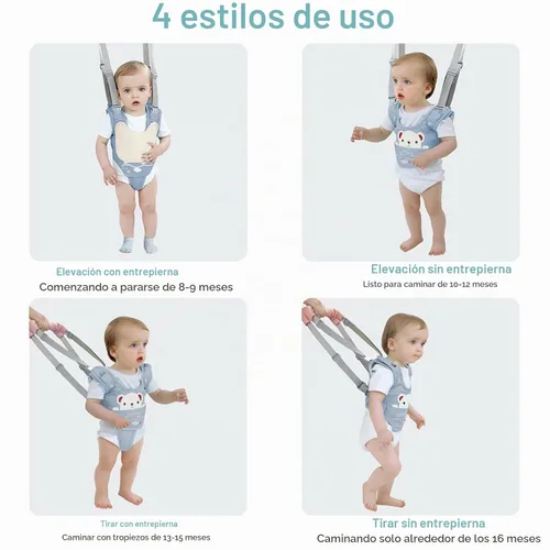 Vista 5 de Arnés para caminar para bebé, cinturón de asistente para caminante de bebé (azul) Adjustable Toddler Infant Walker Harnesses Standing Up and
