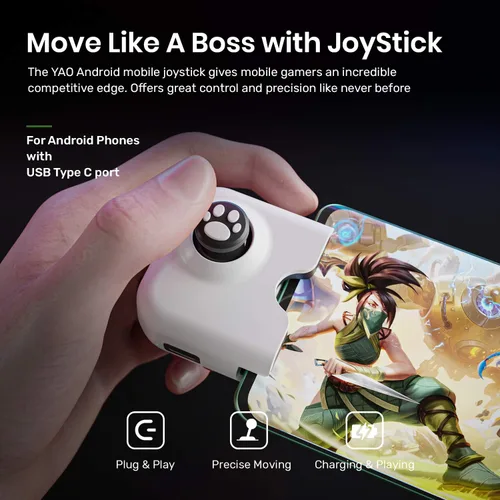 Vista 2 de IFYOO Yao -Joystick con controlador para juegos Mobile, Gamepad para jugar compatible con PUBGG Mobile, Call of Duty Mobile (CODM), Wild Rift