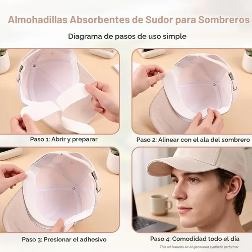 Vista 3 de Forros de sudor para sombreros, bandas de sudor para gorras de béisbol, protector de sudor para sombreros Black(50pcs)