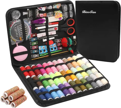 Vista 8 de Kit de máquina de coser de alta calidad, 183 piezas, 38 carretes de hilo XL, kits de costura grandes para adultos, estudiantes universitarios