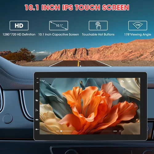 Vista 3 de Single Din 10.1 "CarPlay Stereo: Pantalla táctil automática inalámbrica giratoria de Android Bluetooth Phonelink GPS Navegación WiFi Dual USB AM