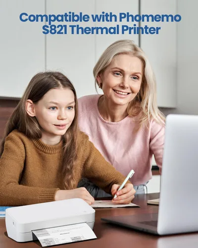 Vista 5 de Phomemo 2 rollos de papel de impresión térmica tamaño A4, secado rápido, papel térmico de 8.27 x 11.69 pulgadas, compatible con impresora térmica