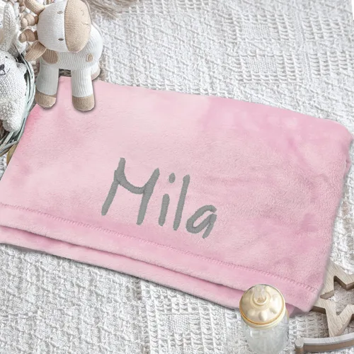 Vista 7 de My Personal Memories Manta de bebé personalizada para niño o niña, regalo suave y afelpado para recién nacido, bordada con nombre (azul)