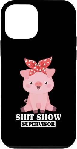 Vista 12 de Funda para iPhone 14 Humor Shit Show Supervisor Pig Shitshow Supervisor