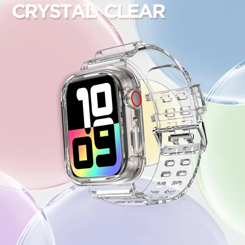 Vista 69 de DABAOZA - Correa transparente compatible con Apple Watch con estuche protector, correa deportiva de TPU con brillo para mujeres y hombres