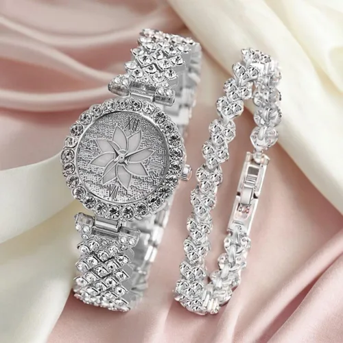 Vista 5 de CdyBox Las mujeres al por mayor 6 paquetes de amor impreso pulsera relojes conjunto un montón diamante envoltura alrededor de brazalete reloj