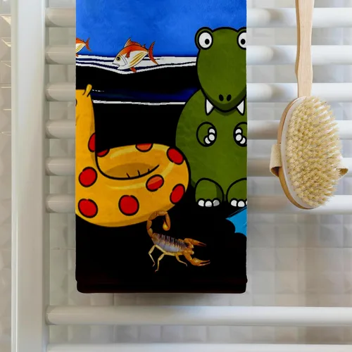 Vista 2 de 3D Rose Dylan - Tyrannosaurus Rex at The Beach TWL_50066_1 toalla, 15" x 22