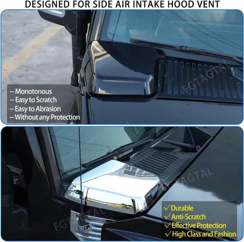 Vista 2 de Cubierta de ventilación lateral para campana de entrada de aire compatible con Hummer H2 2003-2009, accesorios de protección de moldura ABS, 2 Plata