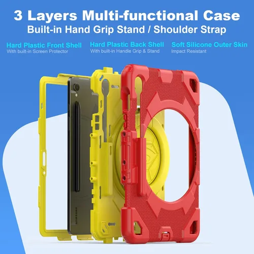 Vista 7 de Timecity Funda para Samsung Galaxy Tab S10 Lite/S10 FE/ S9 FE/ S9 con protector de pantalla, soporte para bolígrafo [agarre giratorio de 360º]