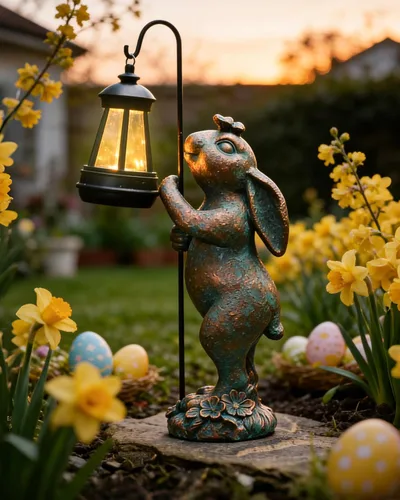 Vista 8 de Estatua solar de gnomo de jardín con luces, decoración al aire libre Gnome