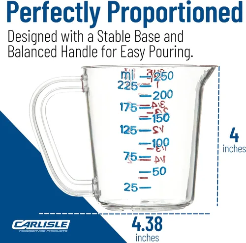 Vista 4 de Carlisle FoodService Products 4314107 Taza medidora de plástico comercial, 1 taza, transparente