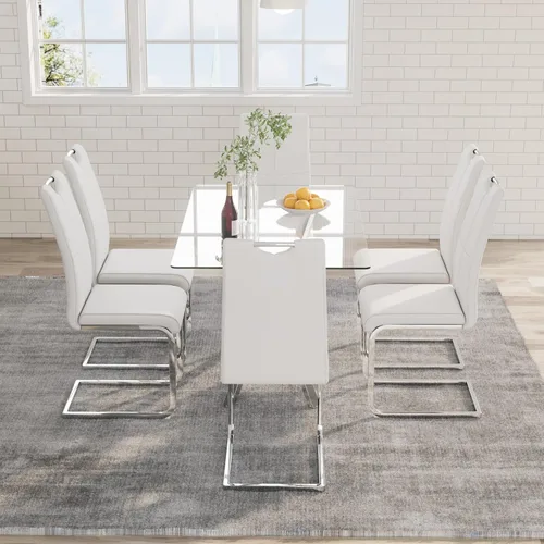 Vista 33 de 5-Piece 47" Dining Table with 4 PU Leather Chairs, Modern Dining Table Set for 4, Rectangle Black Top Kitchen Table with Black Metal Legs for Dining
