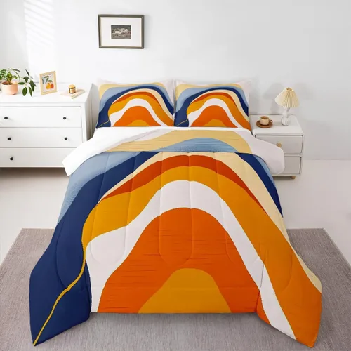 Vista 8 de Erosebridal Juego de ropa de cama abstracta con diseño de olas marinas tamaño Queen, juego de edredón y juegos de ropa de cama con temática de playa