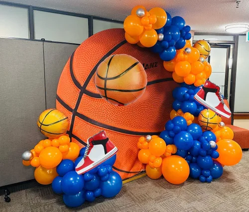 Vista 3 de Globos de baloncesto, suministros de fiesta deportiva, zapatos de baloncesto, globo, baloncesto, zapatos snesker, globo para hombres, adolescentes