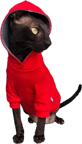 Vista 10 de Sphynx Cat - Sudadera con capucha gris oscuro, ropa para gatos desnudos y sin pelo (talla S)