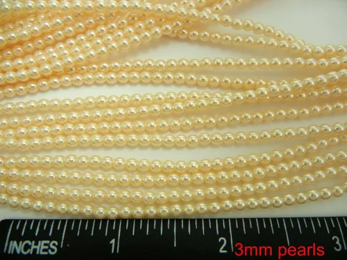 Vista 4 de Perlas de imitación de cristal redondas checas, 600 piezas (4 x 150 piezas) de perla crema de 0.079 in