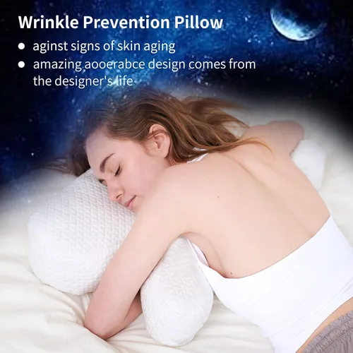 Vista 3 de Clieey Almohada para dormir de lado, antiarrugas, almohada de gel de espuma viscoelástica triturada para aliviar el dolor de cuello, almohada
