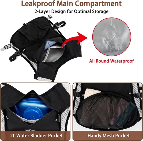 Vista 3 de Running Hydration Vest for Women Men - Waterproof Running Water Backpack Hydration Pack with 12 Pockets, Lightweight Water Vest for Hiking Trail
