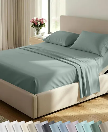 Vista 20 de California Design Den Juego de sábanas tamaño King, 100% algodón, sábanas lujosas de 600 hilos con bolsillo profundo, ropa de cama duradera con 16